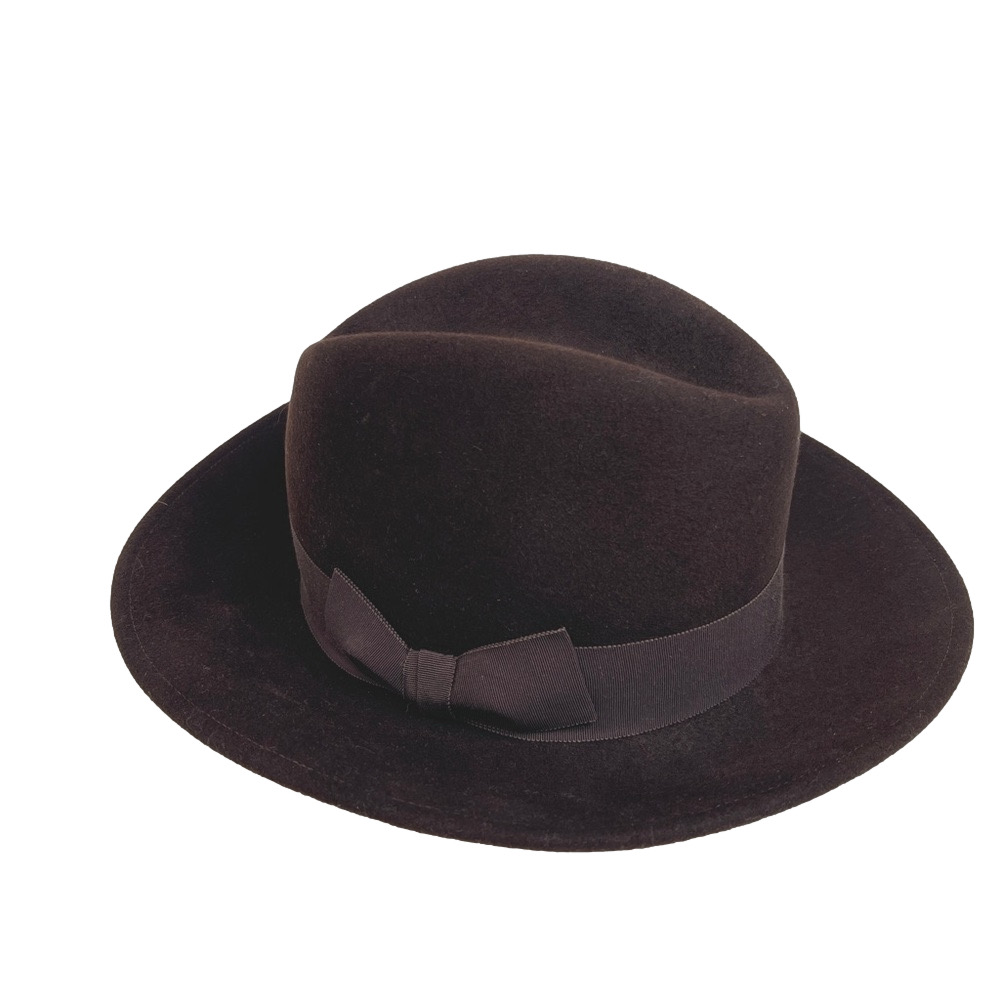 Halston Fedora Hat Brown Wool Small Vintage